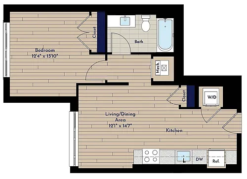Floor plan B 1BR-B1 50
