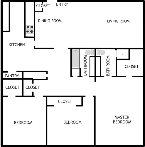 Floor plan 3br2b flat