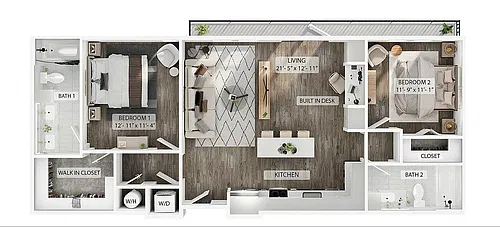 Floor plan 2BR/2BA - B2