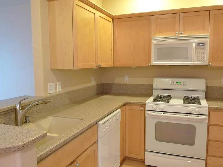 Kitchen with corian countertop