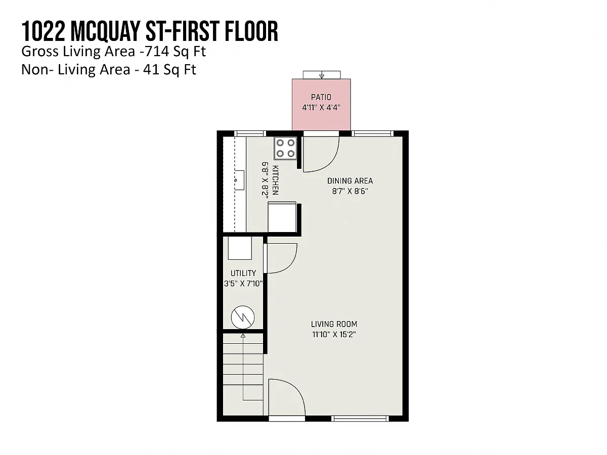 Floor plan THE MILLSTONE - Two Bedroom, 1 Bathroom