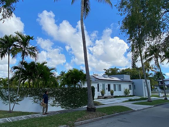 Concrete walled backyard