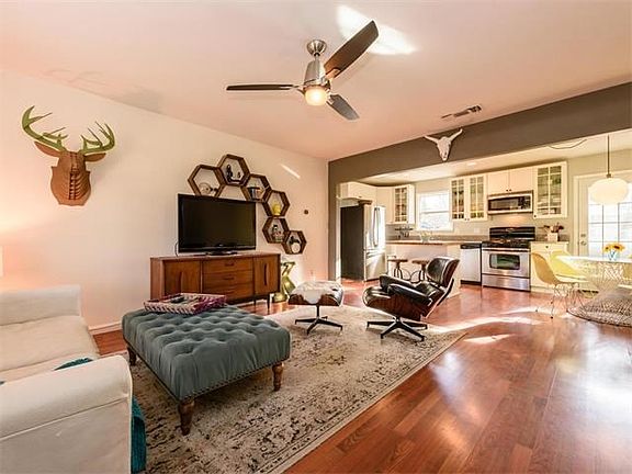 Inviting living area with warm wood floors