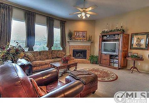 Brick Fireplace with gas starter and gas logs