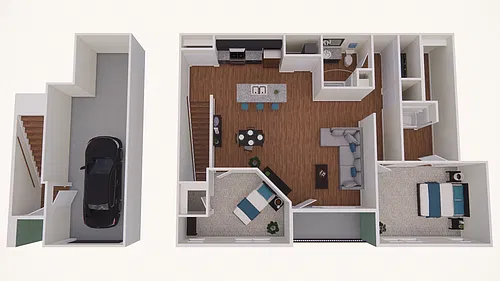 Floor plan 2 Bed - 2 Bath - Attached Garage