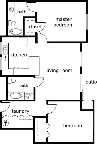 Floor plan 2 Bed 2 Bath