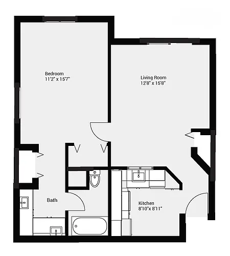 Floor plan 1 Bed 1 Bath Dlx - Drake Pointe