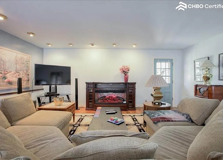 T.v. room- Has a fireplace.