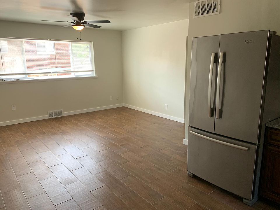 Wood look tiles with picture window