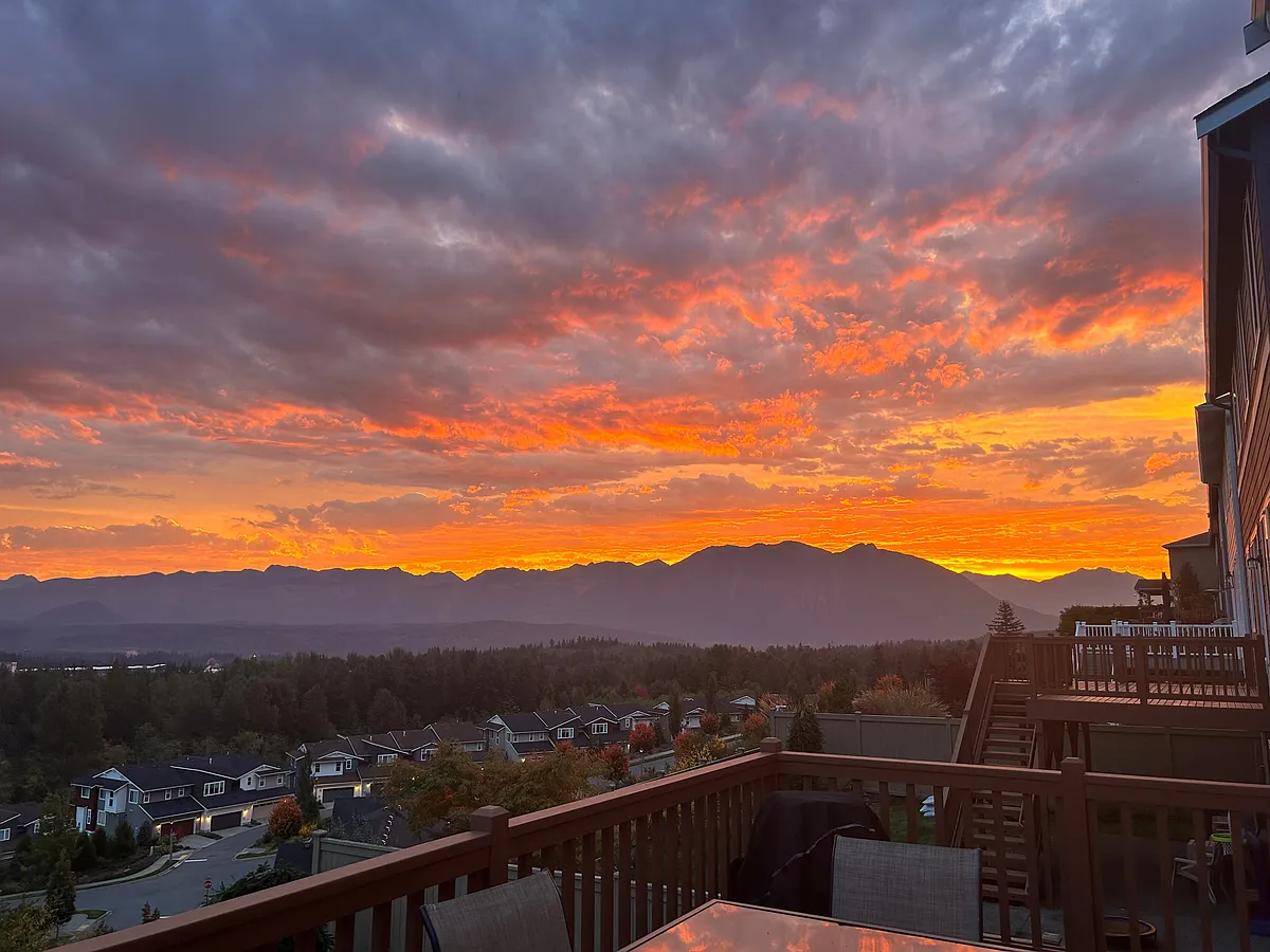 Sunrise over Mt Si from the deck / main living room - 8816 Wilde Ave SE