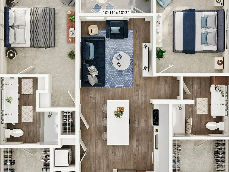 Explore this elegant apartment layout designed for modern living. Explore this elegant apartment layout designed for modern living.