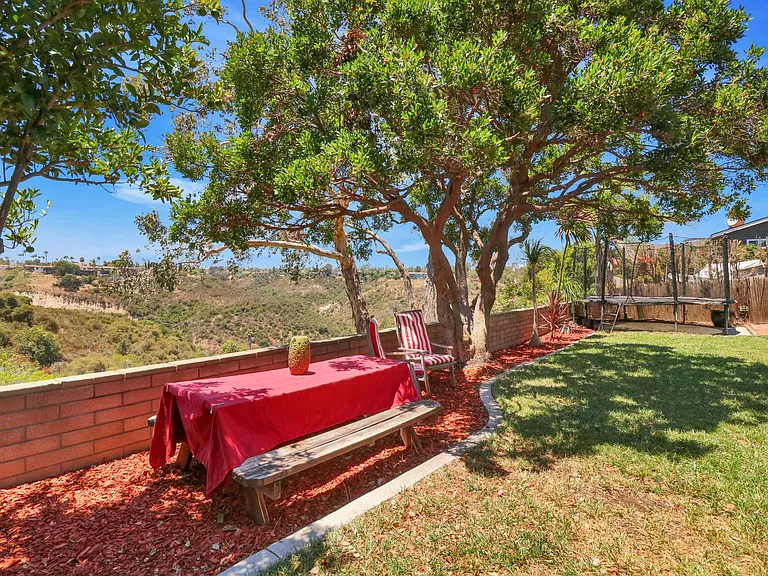 Canyon view facing west--beautiful sunsets to be seen from this backyard! (trampoline has been removed)