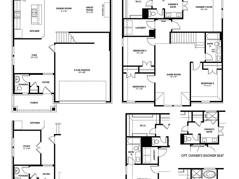 Explore luxury single-family home design with four bedrooms, 2.5 - 3.5 baths, and stunning architect