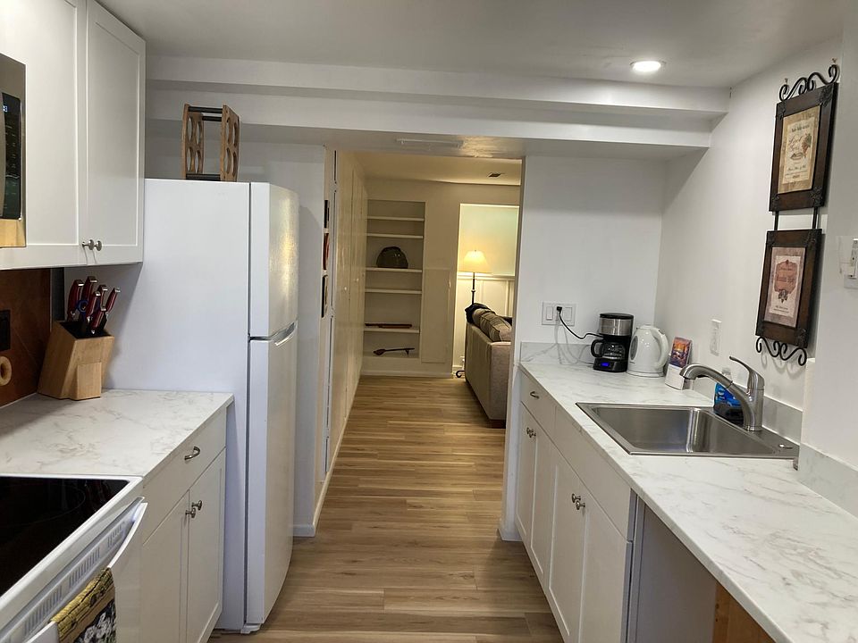 view from kitchen into living room