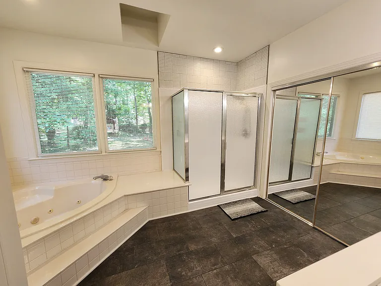 Tub and shower in main bathroom