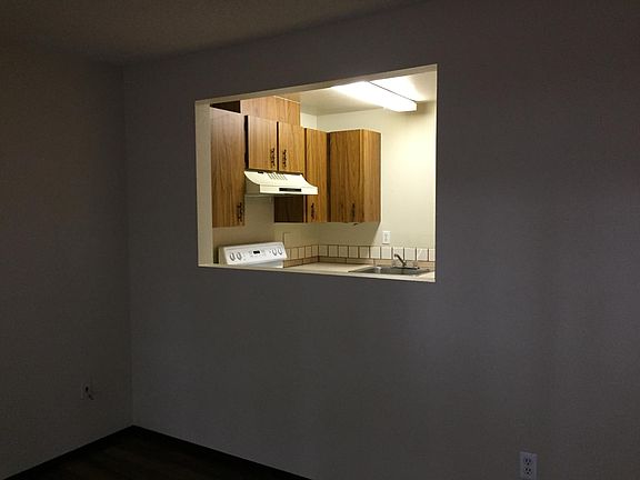View of kitchen from living room