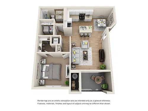 Floor plan 1x1 Attached Garage A2