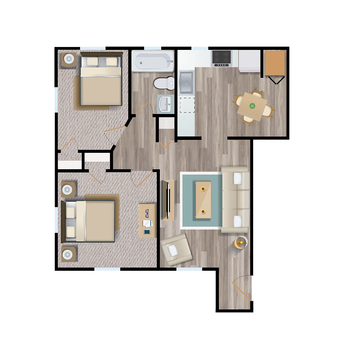 Floor plan Two Bedroom Apartments