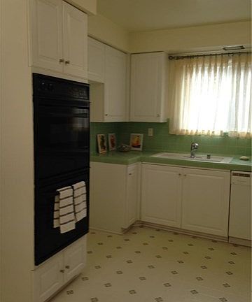 The kitchen has a double oven