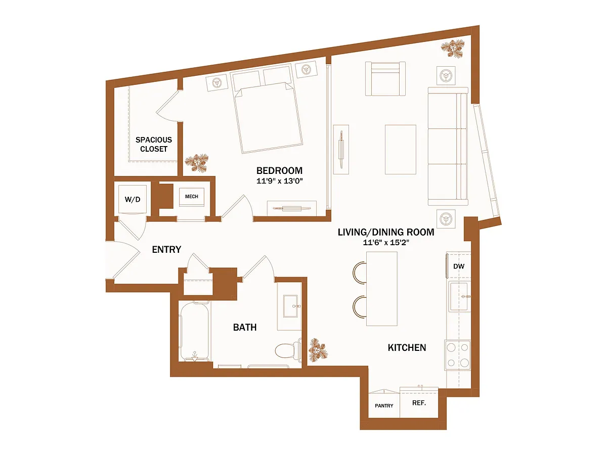 Floor plan A9 - Jr 1 Bed | 1 Bath