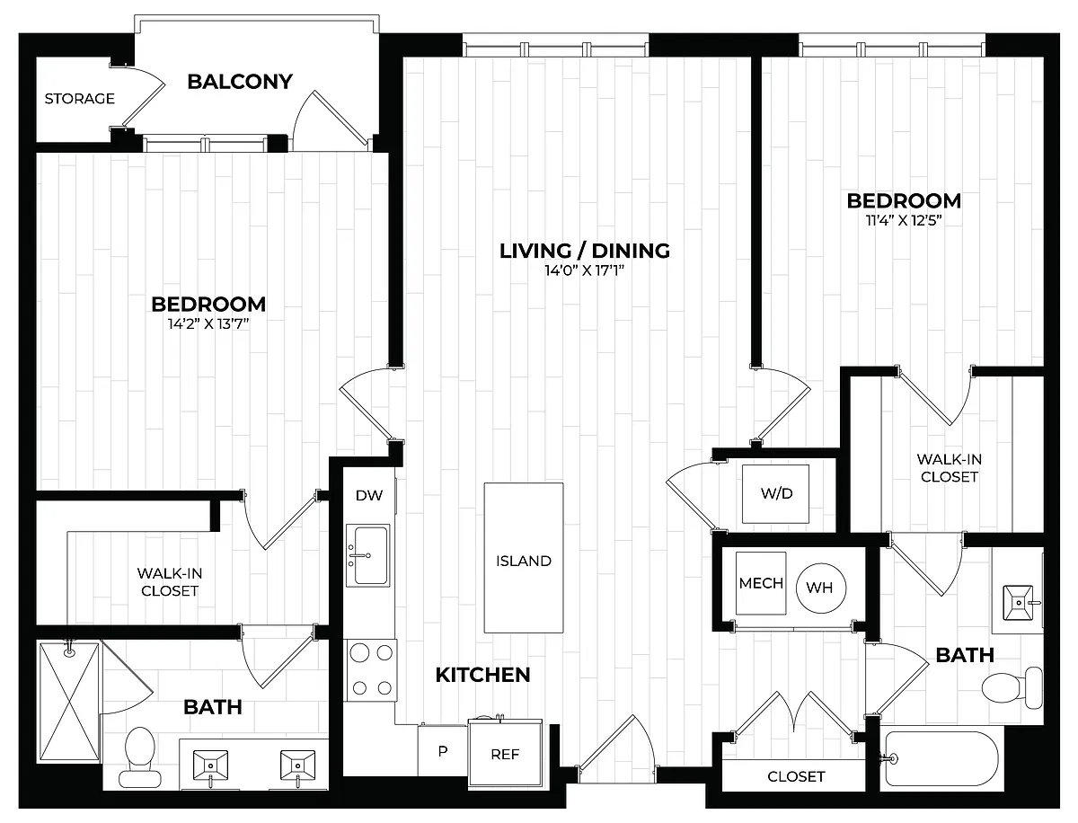 Floor plan 2 Bed/2 Bath-2.5