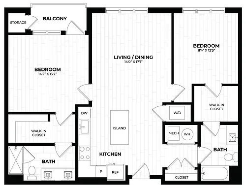 Floor plan 2 Bed/2 Bath-2.5