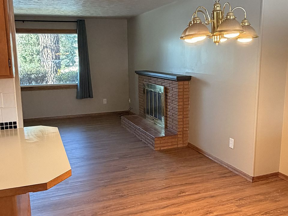 Living/Dining, from Stairs. Countertop from kitchen extends for bar stools.