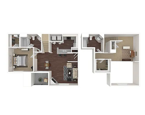 Floor plan 1 Bed / 2 Bath / Loft
