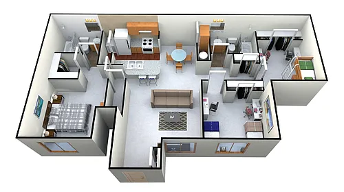 Floor plan Three Bedroom Two Bath