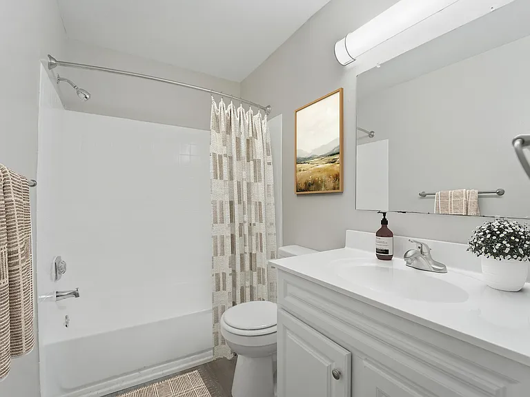 Modern elegance meets functional design in the bathroom of Eagle Rock Apartments at Abingdon. Enjoy the inviting space with stylish finishes and ample storage. Schedule a tour today to see your next home!