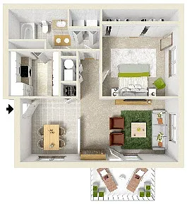Floor plan 1 Bedroom 1 Bath Standard