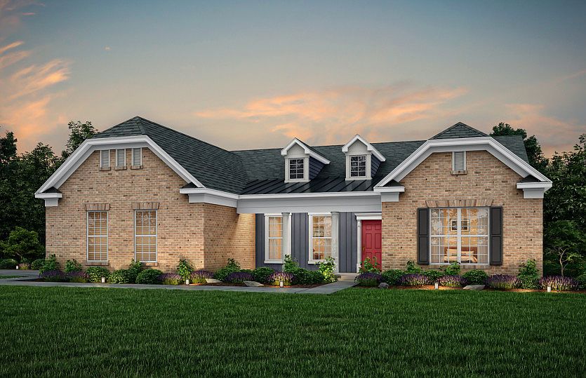 Tangerly Oak Exterior 8 features brick, siding, covered front porch and 2 car side load garage