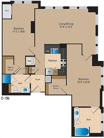 Floor plan 2 Bedroom, 2 Bath 1289 SF B30