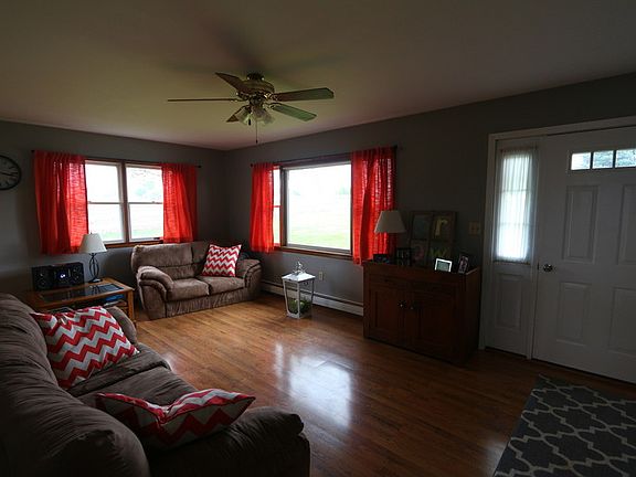 View from kitchen archway into living room