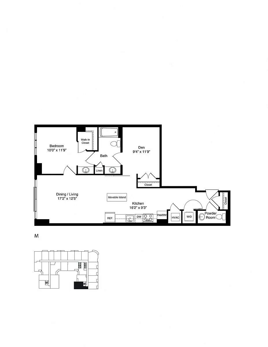 Floor plan ONE BEDROOM DEN M