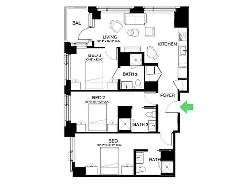 Floor plan C10 | 3 Bed | 3 Bath