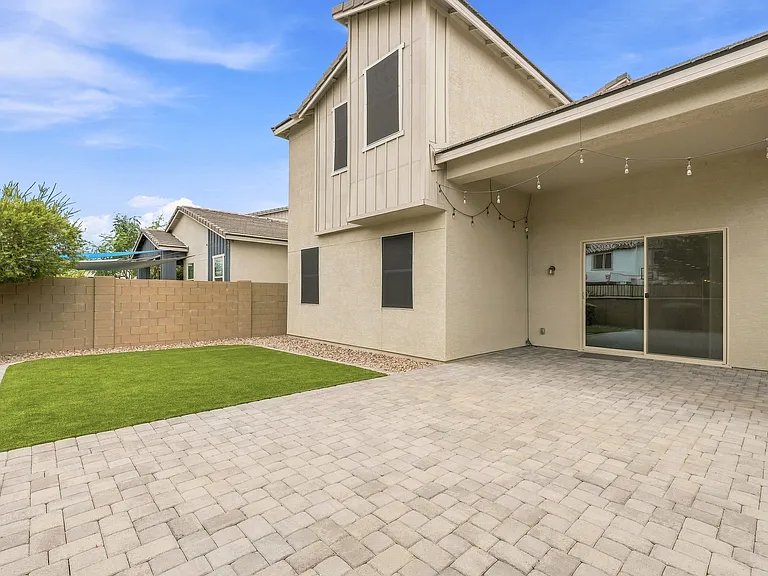 Large Paver Patio with Synthetic Grass