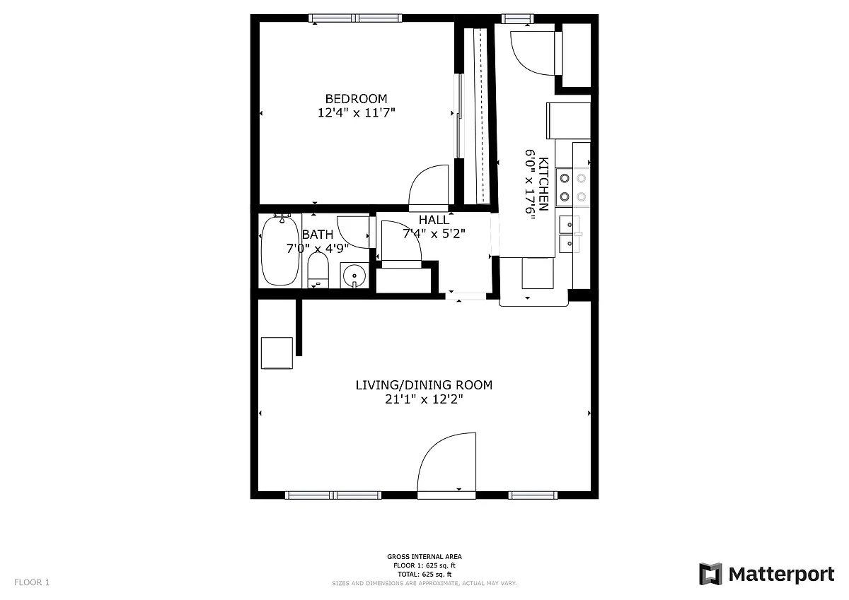 Floor plan 1 Bed 1 Bath