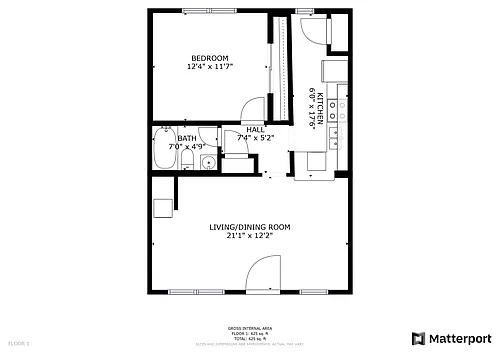Floor plan 1 Bed 1 Bath