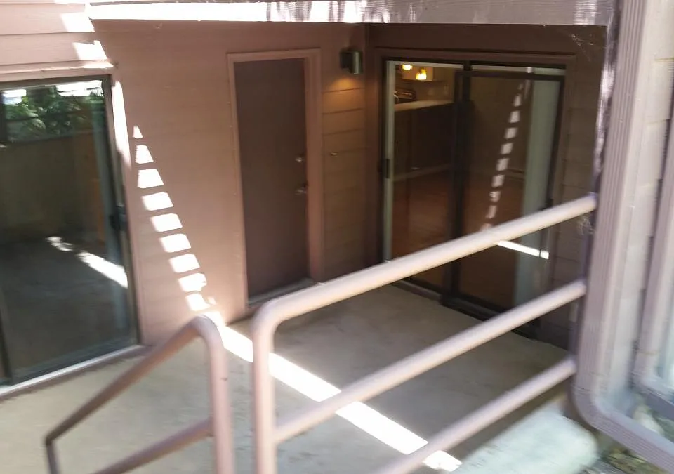 Front entryway with large, shady porch