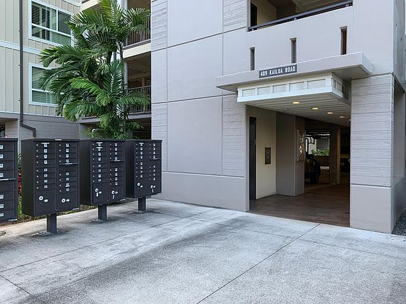Entry to building, elevator, and garage