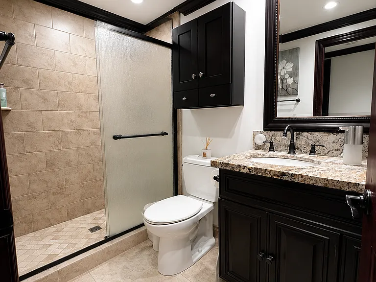 Downstairs bathroom with a shower