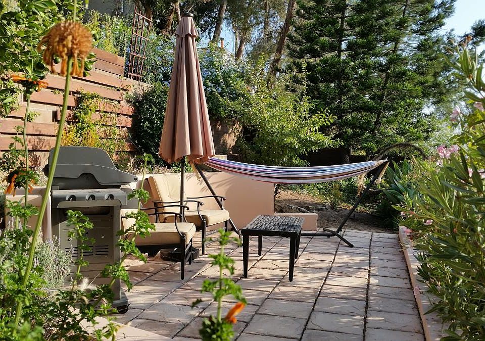 Patio & fenced yard w bedroom access