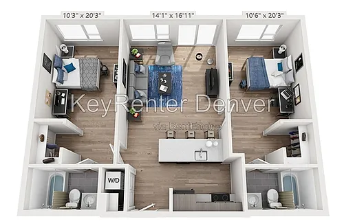 Floor plan 2 Bedroom 2 Bath