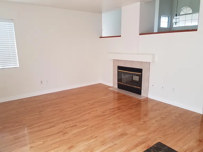 Double sided fireplace (family room view)
