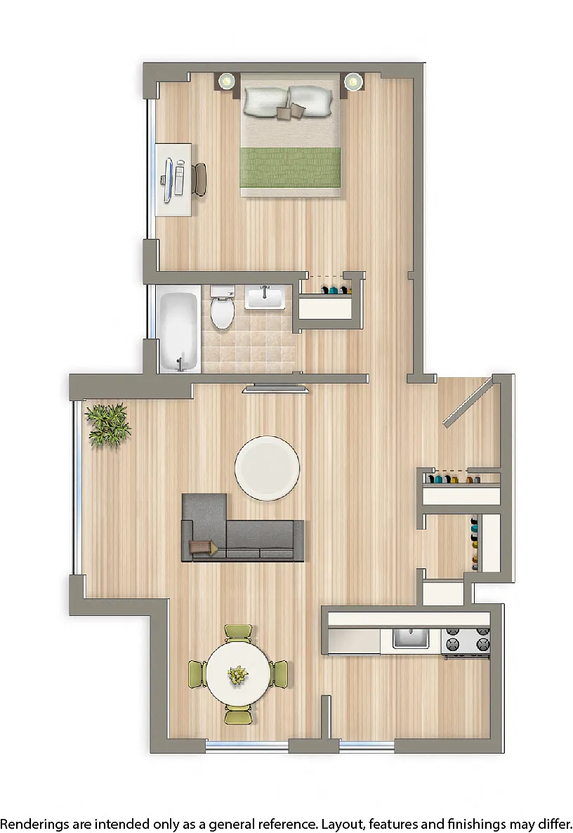 Floor plan 1 Bedroom E