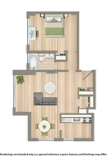 Floor plan 1 Bedroom E