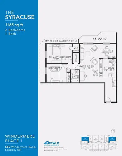 Floor plan Syracuse 2 Bed 1 Bath 2
