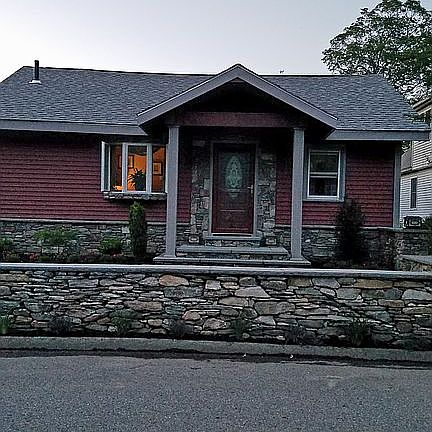 Newly built stone wall