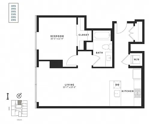 Floor plan 1 Bedroom A6